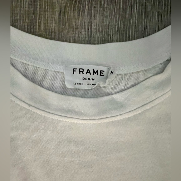 Frame Denim Side Ruffle Crewneck Tee in Blanc - Picture 5 of 10